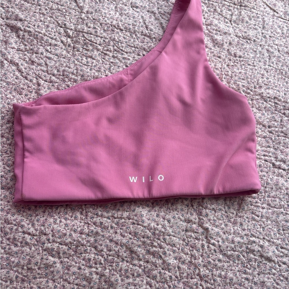 Wilo Asymmetric One-Shoulder Bikini Top in Dusty Rose
